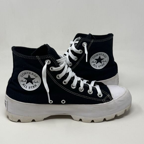Converse All Star Chuck Lugged Soles High Shoes Womens 9 Black Canvas Retro - Picture 1 of 16
